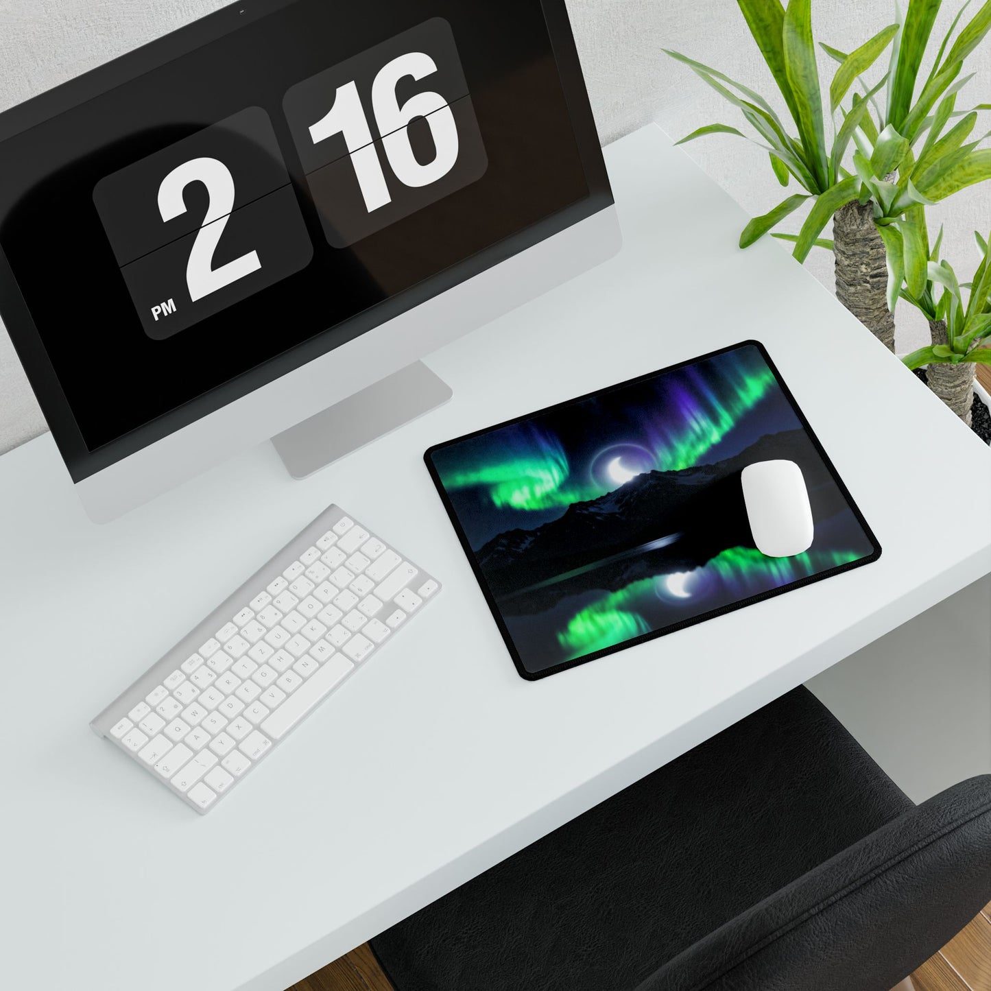 Foggy Forest Desk Mat — Large Atmospheric Mousepad for Office & Gaming