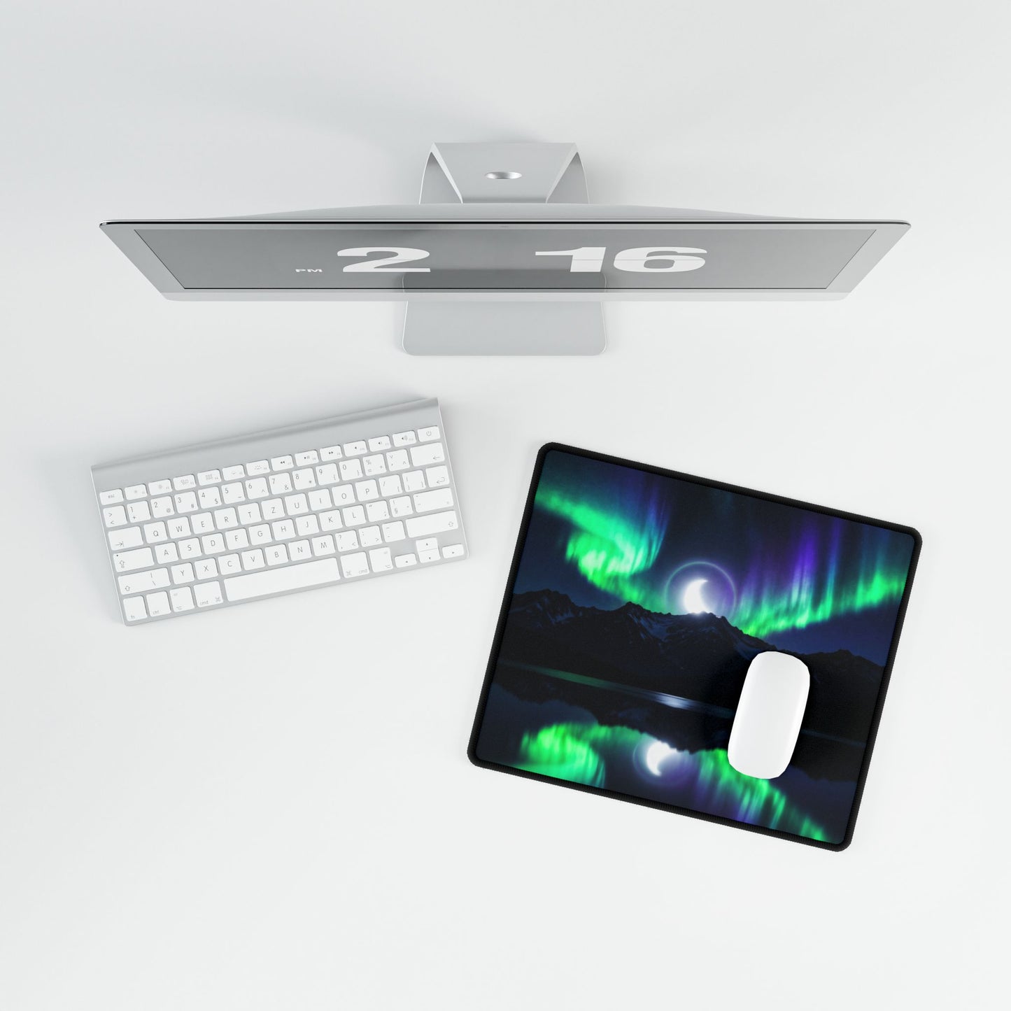 Foggy Forest Desk Mat — Large Atmospheric Mousepad for Office & Gaming