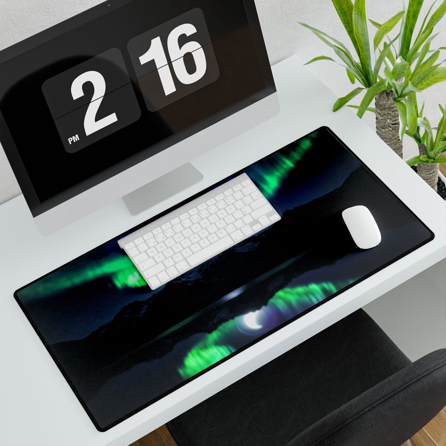 Foggy Forest Desk Mat — Large Atmospheric Mousepad for Office & Gaming