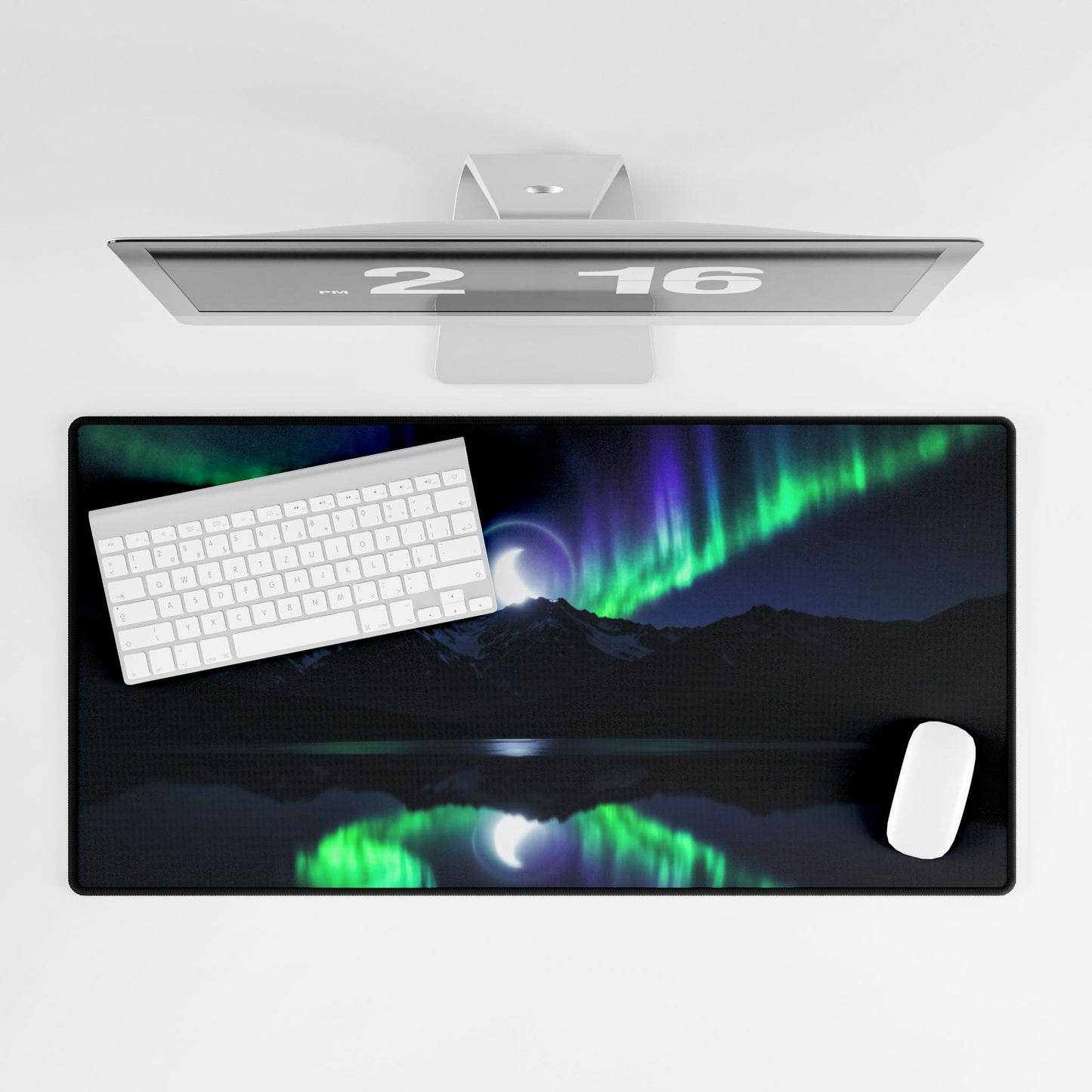 Foggy Forest Desk Mat — Large Atmospheric Mousepad for Office & Gaming